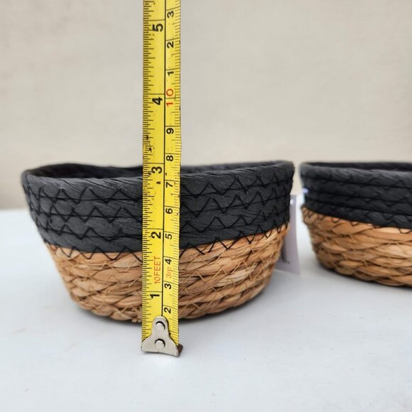 New Small Set of 2 Baskets Woven Basket Dark Navy Blue Decor Keys Holder Entrywa - Picture 8 of 11